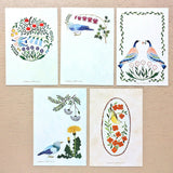 Cozyca Products コジカプロダクツ 浅野みどり はがき箋 Birds three o’clock 鳥 3時 おやつ はがき 手紙 レター ポストカード letter card postcard おしゃれ かわいい