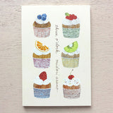 Cozyca Products コジカプロダクツ 浅野みどり はがき箋 Birds three o’clock 鳥 3時 おやつ はがき 手紙 レター ポストカード letter card postcard おしゃれ かわいい