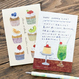 Cozyca Products コジカプロダクツ 浅野みどり はがき箋 Birds three o’clock 鳥 3時 おやつ はがき 手紙 レター ポストカード letter card postcard おしゃれ かわいい