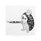 Sello de erizo del pastelero 30 x 30 mm Harry sosteniendo algo en la mano Meeko el gato pastelero con una sartén redonda de hojalata para galletas