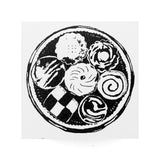 Sello de erizo del pastelero 30 x 30 mm Harry sosteniendo algo en la mano Meeko el gato pastelero con una sartén redonda de hojalata para galletas