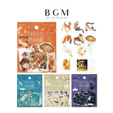 BGM ビージーエム クリアシール 星屑マジック 箔押し 10デザインx3枚 (30枚) 土星 地球 月 ブラックホール 宇宙 動物 幻想的 PET シール ギフトカード 手帳 コラージュ 素材