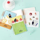 BGM-Stickerbuch, A6-Format, 24 Blatt, 48 Seiten, Café a la mode, Kuroneko und Zitronenkuchen, Kuroneko und Erdbeerkuchen, Trennpapier