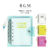 BGM ビージーエム シール帳 ラメクリア A6サイズ 立体シール対応 アクリルチャーム付き ファスナー付きポケット 貼ってはがせる 10ページ ポケット2枚 シール収納 ぷっくりシール 3D バインダー