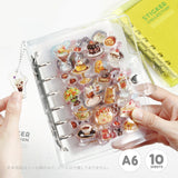 BGM ビージーエム シール帳 ラメクリア A6サイズ 立体シール対応 アクリルチャーム付き ファスナー付きポケット 貼ってはがせる 10ページ ポケット2枚 シール収納 ぷっくりシール 3D バインダー