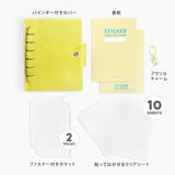 BGM ビージーエム シール帳 ラメクリア A6サイズ 立体シール対応 アクリルチャーム付き ファスナー付きポケット 貼ってはがせる 10ページ ポケット2枚 シール収納 ぷっくりシール 3D バインダー