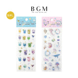 BGM ビージーエム クリスタルシール 夏限定 2025 Limited 70 x 165mm 1シート入り 海とソーダ 波間のきらめき 海 ソーダ 波間 きらめき 限定 エポキシ樹脂 クリスタル 夏 シール コラージュ ステッカー ギフト カード 手帳 素材