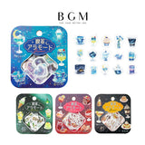 BGM ビージーエム フレークシール 喫茶アラモード ・ 宙 15デザインx3枚(45枚) 深海の星屑 薄明に月空 茜色の夕日 夕暮の星芒 ギフト カード 手帳