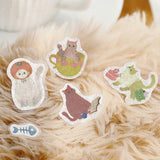 BGM ビージーエム フレークシール 4個セット にゃんカフェ 15デザインx3枚(45枚) ブルーベリー メロン オレンジ チョコレート まとめ買い 大人買い お得セット ギフト カード 手帳