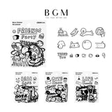 BGM ビージーエム ミックスシール YURUKU IKO-YO! 箔押し 15デザインx3枚 (45枚) フレンズ クマ ネコ ライフ 紙 シール ギフトカード 手帳 コラージュ 素材