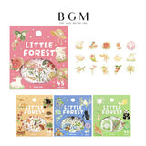 BGM ビージーエム フレークシール ぬくもりの森 箔押し 15デザインx3枚 (45枚) ピンク イエロー ブルー グリーン 和紙 シール ギフトカード 手帳 コラージュ 素材