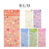 BGM ビージーエム 立体シートシール アイシングシール エンボス加工 彩りフルーツ ゆるふわドリンク 暮らしの色 海宙 アニマルミーツ ブルーム PET シール かわいい ギフトカード 手帳 コラージュ 素材