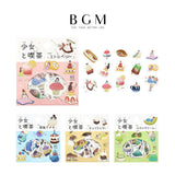 BGM ビージーエム フレークシール 少女と喫茶 箔押し 15デザインx3枚 (45枚) 深海ソーダ ストロベリー チョコミルク メロンクリーム 女の子 和紙 シール ギフトカード 手帳 コラージュ 素材