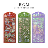 Set of 3 BGM Sheet Stickers IRIDE Iride Seal Aurora Foil Scenery of the World Friends of the Forest Dreaming Waltz