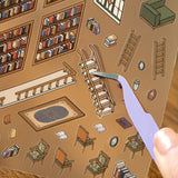 【クーポン&マステの日!9日01:59まで】4個セット BGM ビージーエム ジオラマ2.5Dシール 128×130mm 2シート入り 図書館 花屋 パン屋 ファンタジーワールド PET 紙 シール ギフトカード 手帳 コラージュ 素材 かわいい