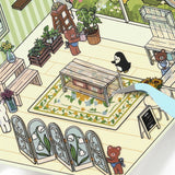 【クーポン&マステの日!9日01:59まで】4個セット BGM ビージーエム ジオラマ2.5Dシール 128×130mm 2シート入り 図書館 花屋 パン屋 ファンタジーワールド PET 紙 シール ギフトカード 手帳 コラージュ 素材 かわいい