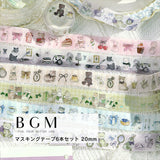 BGM ビージーエム マスキングテープ 6個セット メルヘンパーティ 箔押し 20mm 2.0cm 2.0センチ 20ミリ幅 ストロベリー ティータイム ミルクティー シルバーグレイ パフューム ガーデン まとめ買い 大人買い お得セット ギフト カード 手帳