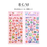 【お一人様2セットまで】2個セット BGM ビージーエム きゅるるんシール いちごsweets ニューレトロ シール 手帳 箔押し 素材 お得 まとめ買い 立体シール 立体 3D エンボス シール