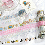 BGM ビージーエム クリアテープ Life 箔押し 20mm 2.0cm 2.0センチ 20ミリ幅 飾り絵 パンダ中華 空のカクテル タイル模様 ピンク格子 うさちゃん 和紙 マステ ギフト カード 手帳