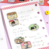 マステセット BGM ビージーエム マスキングテープ 6個セット 喫茶クロネコ 箔押し 20mm 2.0cm 2.0センチ 20ミリ幅 黒猫 ネコ 猫 イラスト 動物 まとめ買い 大人買い お得セット 和紙 マステ 手帳