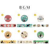 BGM ビージーエム マスキングテープ 喫茶クロネコ 箔押し 20mm 2.0cm 2.0センチ 20ミリ幅 カフェフレーム カフェ散歩 今日のメニュー スイーツタイム いらっしゃいませ カフェテーブル 和紙 マステ 手帳