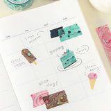 6個セット BGM ビージーエム マスキングテープ We Love ICE 15mm チョコミント キャラメル ストロベリー クッキークリーム 抹茶 チョコ アイスクリーム マステ カード 手帳 箔押し コラージュ 素材 お得 まとめ買い
