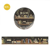 BGM 마스킹 테이프 라이프 라이프 라이프 스탬프 15mm 즐기기 카페 동물 카니발 팝 푸드 슬리브 트레인 별에 꽃 스케치 늦은 책장