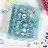 BGM ビージーエム シール帳 ラメクリア A6サイズ 立体シール対応 アクリルチャーム付き ファスナー付きポケット 貼ってはがせる 10ページ ポケット2枚 シール収納 ぷっくりシール 3D バインダー