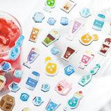 BGM ビージーエム キャンディシール 90x175mm アイスドリンク コーヒーブレイク いちごスイーツ ハッピーパーティー 彩りブローチ 数字アルファベット 立体 シートシール シール ギフトカード 手帳 コラージュ 素材