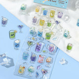 BGM ビージーエム クリスタルシール 夏限定 2025 Limited 70 x 165mm 1シート入り 海とソーダ 波間のきらめき 海 ソーダ 波間 きらめき 限定 エポキシ樹脂 クリスタル 夏 シール コラージュ ステッカー ギフト カード 手帳 素材