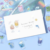 BGM ビージーエム クリスタルシール 夏限定 2025 Limited 70 x 165mm 1シート入り 海とソーダ 波間のきらめき 海 ソーダ 波間 きらめき 限定 エポキシ樹脂 クリスタル 夏 シール コラージュ ステッカー ギフト カード 手帳 素材