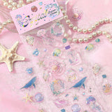 BGM ビージーエム クリスタルシール 夏限定 2025 Limited 70 x 165mm 1シート入り 海とソーダ 波間のきらめき 海 ソーダ 波間 きらめき 限定 エポキシ樹脂 クリスタル 夏 シール コラージュ ステッカー ギフト カード 手帳 素材