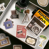 BGM ビージーエム フレークシール 4個セット 空想商店街 箔押し 15デザインx3枚 (45枚) 黒猫探偵社 魔法古書店 洋菓子喫茶 時空写真館 まとめ買い 大人買い お得セット ギフト カード 手帳