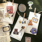 BGM ビージーエム フレークシール 4個セット 空想商店街 箔押し 15デザインx3枚 (45枚) 黒猫探偵社 魔法古書店 洋菓子喫茶 時空写真館 まとめ買い 大人買い お得セット ギフト カード 手帳