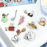 BGM ビージーエム フレークシール ミニミニanimals 箔押し 15デザインx3枚 (45枚) カフェ ボタニカル ステーショナリー クッキング 絵本 図鑑 手描き 和紙 シール ギフトカード 手帳 コラージュ 素材