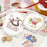 BGM ビージーエム フレークシール 少女と喫茶 箔押し 15デザインx3枚 (45枚) 深海ソーダ ストロベリー チョコミルク メロンクリーム 女の子 和紙 シール ギフトカード 手帳 コラージュ 素材