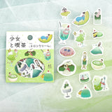 BGM ビージーエム フレークシール 少女と喫茶 箔押し 15デザインx3枚 (45枚) 深海ソーダ ストロベリー チョコミルク メロンクリーム 女の子 和紙 シール ギフトカード 手帳 コラージュ 素材
