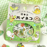 4個セット BGM ビージーエム フレークシール いらっしゃいませニャ! 喫茶クロネコ 喫茶ハイネコ 喫茶ミケネコ 喫茶シロネコ 猫 スイーツ カフェ バラシール 手帳 箔押し お得 まとめ買い