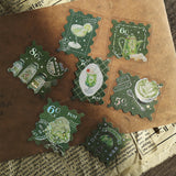 BGM ビージーエム フレークシール 4個セット 喫茶アラモード 箔押し 15デザインx3枚 (45枚) 郵便局 緑 茶 青 赤 まとめ買い 大人買い お得セット ギフト カード 手帳