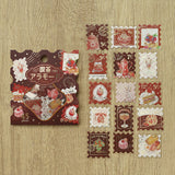 BGM ビージーエム フレークシール 喫茶アラモード 箔押し 15デザインx3枚 (45枚) 郵便局 緑 茶 青 赤 和紙 シール ギフトカード 手帳 コラージュ 素材