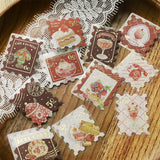 BGM ビージーエム フレークシール 喫茶アラモード 箔押し 15デザインx3枚 (45枚) 郵便局 緑 茶 青 赤 和紙 シール ギフトカード 手帳 コラージュ 素材