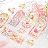 BGM ビージーエム フレークシール 4個セット 喫茶アラモード 10デザインx3枚 (30枚) ステンド ブルー ステンド レッド ステンド イエロー ステンド グリーン まとめ買い 大人買い お得セット ギフト カード 手帳