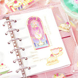 BGM ビージーエム クリアシール 喫茶アラモード 箔押し 10デザインx3枚 (30枚) ステンド ブルー ステンド レッド ステンド イエロー ステンド グリーン PET シール ギフトカード 手帳 コラージュ 素材