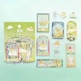 BGM ビージーエム クリアシール 喫茶アラモード 箔押し 10デザインx3枚 (30枚) ステンド ブルー ステンド レッド ステンド イエロー ステンド グリーン PET シール ギフトカード 手帳 コラージュ 素材