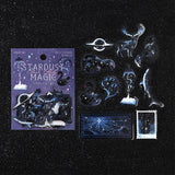 シールセット BGM ビージーエム クリアシール 4パックセット 星屑マジック 箔押し 惑星 星 動物 幻想的 PET シール かわいい 手帳 まとめ買い 大人買い お得セット