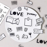 BGM ビージーエム ミックスシール YURUKU IKO-YO! 箔押し 15デザインx3枚 (45枚) フレンズ クマ ネコ ライフ 紙 シール ギフトカード 手帳 コラージュ 素材