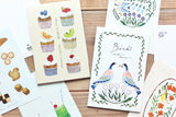 Cozyca Products コジカプロダクツ 浅野みどり はがき箋 Birds three o’clock 鳥 3時 おやつ はがき 手紙 レター ポストカード letter card postcard おしゃれ かわいい