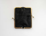 RUNO & DUNN がま口ケース 熊野筆セット モバイル チークブラシ リップブラシ シェル キャメル アイアンブルー ロンド工房 るぅの デュン がま口 姫路 レザー 革 本革 ポーチ ホワイト ブラウン ネイビー 晃祐堂 携帯用 化粧筆 メイクRONDO make poach