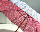 Hiraten Hiraten Parasol Iwasa × Hiraten Rose Blue carré long parapluie pliant parapluie