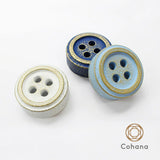 cohana コハナ 限定 日本の青 素材の青 南部鉄器の文ちん 白藍 薄藍 紺藍 ボタン型 ペン立て ぶんちん 文鎮 型紙 重し ウェイト 日本製 裁縫道具